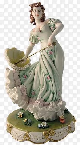 中世纪贵妇小花伞雕塑