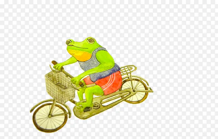 一个会骑着单车去旅游的青蛙