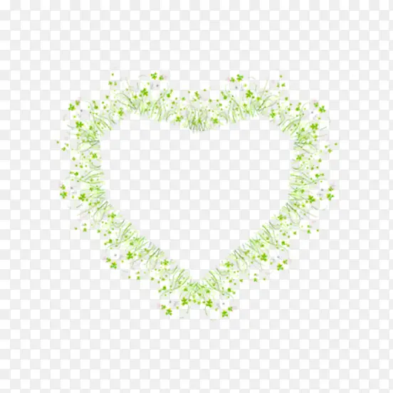 手绘绿色心形花环边框