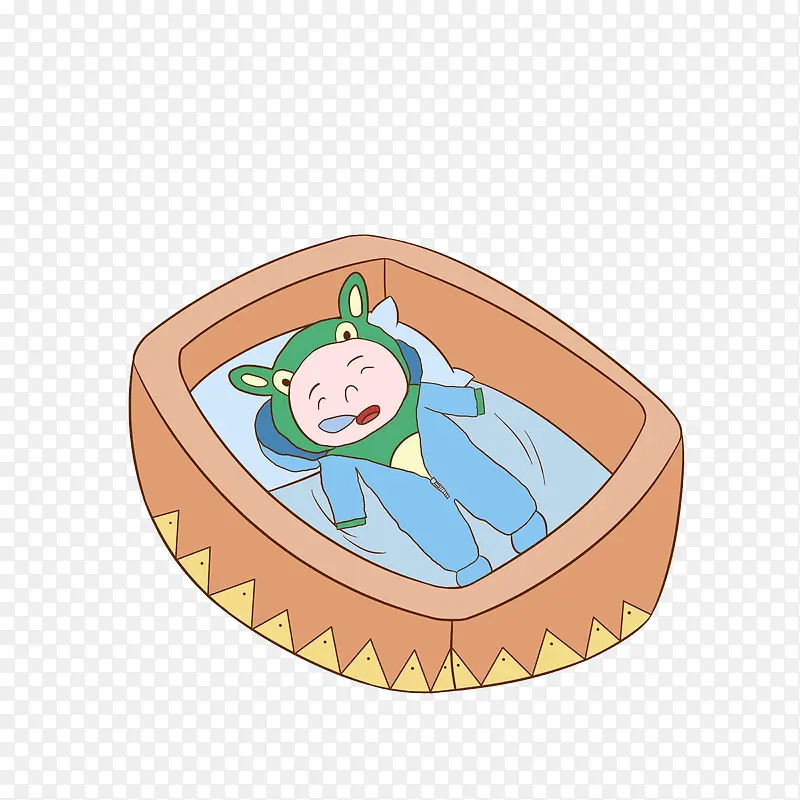 卡通老实的在摇篮里呼呼大睡的小