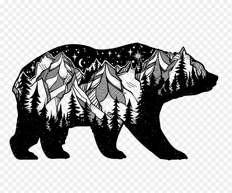 大山松树图案的狗熊