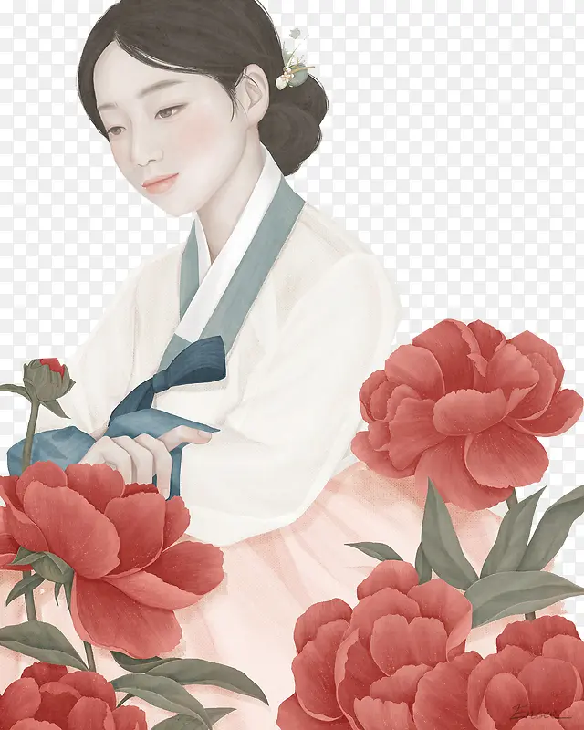 韩系古代美女手绘图