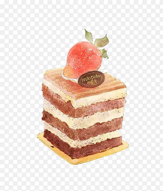 一块巧克力草莓蛋糕