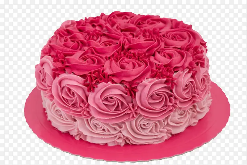 铺满奶油做成的玫瑰蛋糕