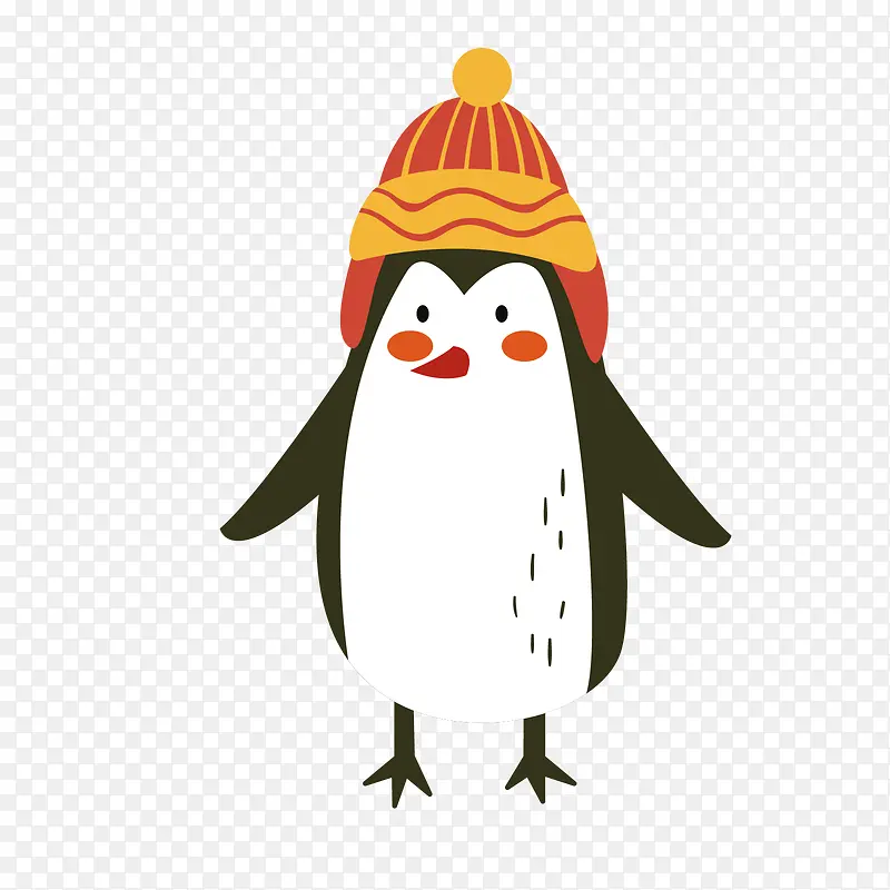 黑白色卡通冬季帽子企鹅