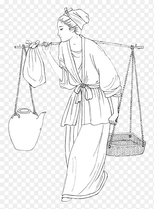 简笔画挑担子