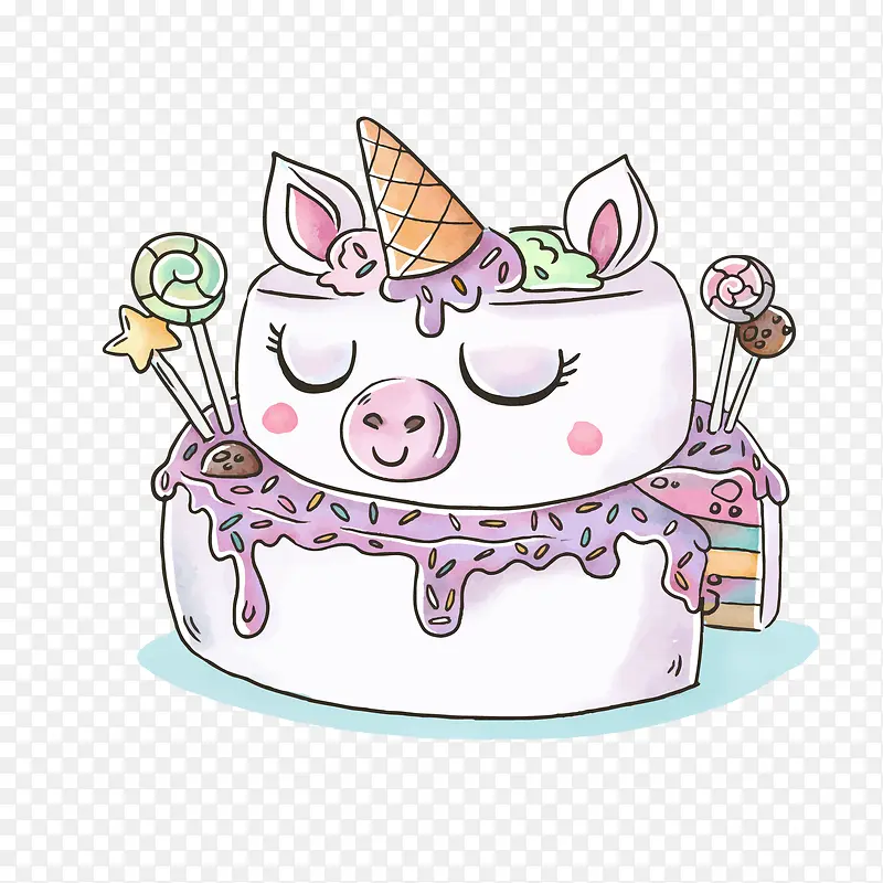 卡通动物蛋糕食物设计