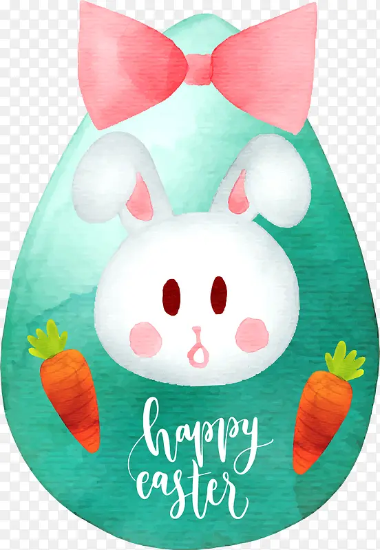 创意水彩手绘复活节彩蛋兔子胡萝