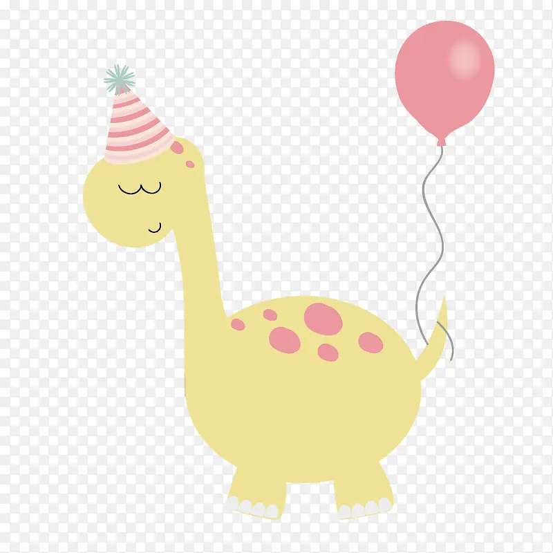 手绘可爱粉色气球恐龙
