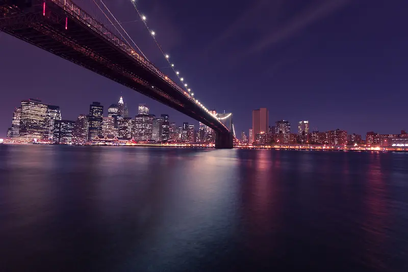 灯火通明的水上大桥海报背景