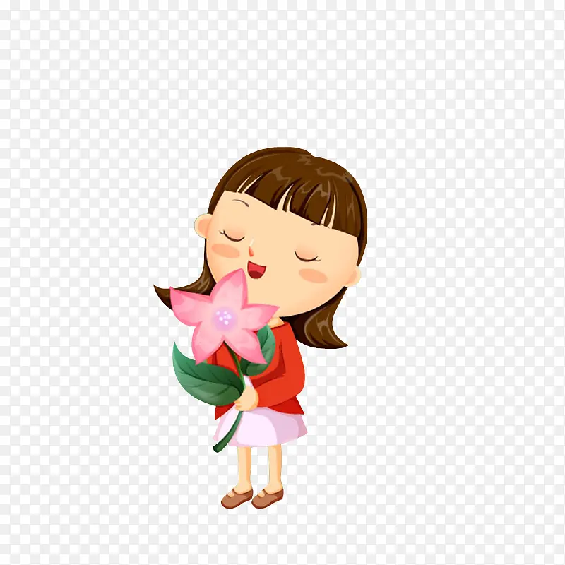 抱着花闻花香的女孩PNG图片素材下载_图片编号yjwxwwlq-免抠素材网