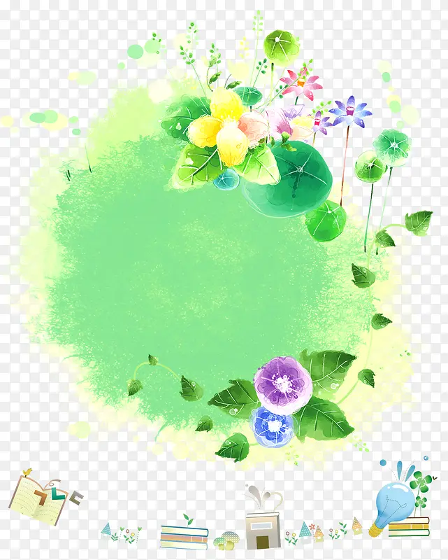 手绘水彩花卉水生植物背景