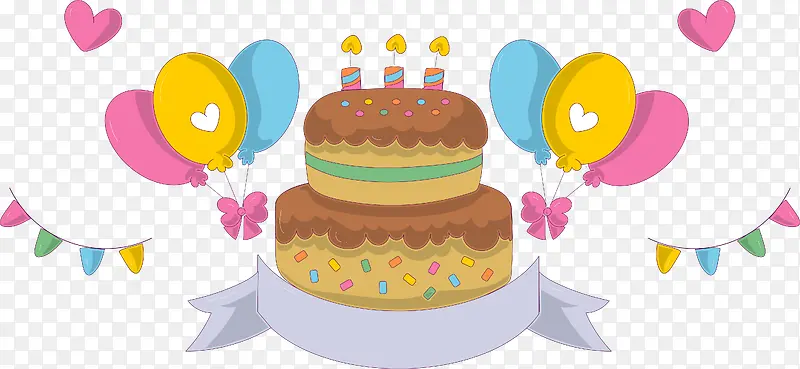 手绘卡通彩色生日蛋糕