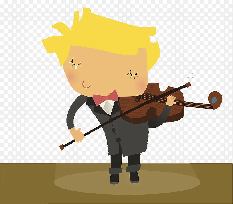 穿礼服拉小提琴的小男孩
