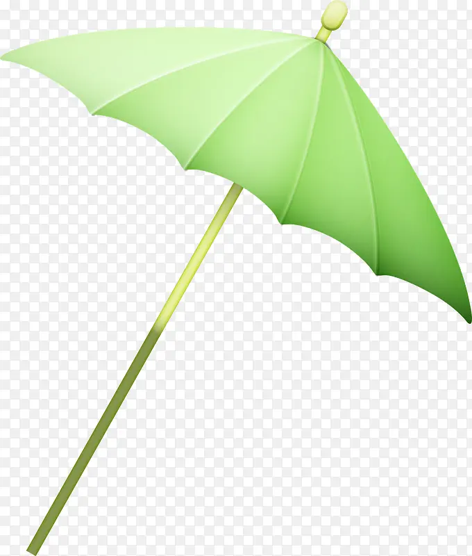 矢量手绘绿色小雨伞