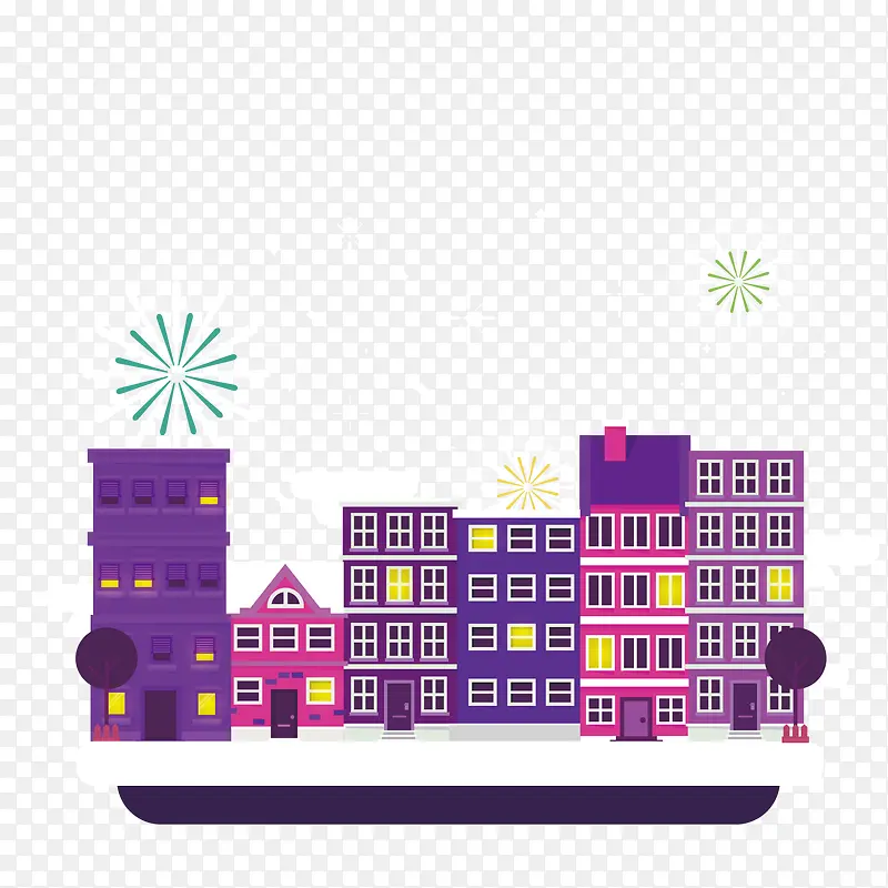 矢量紫色建筑