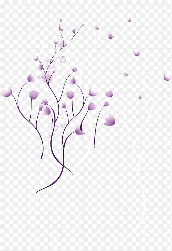 卡通手绘精美紫色花枝