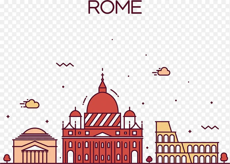 罗马街景矢量图