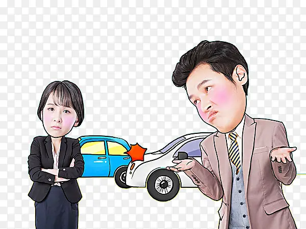 卡通追尾车祸