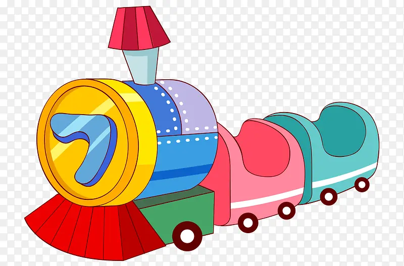 卡通手绘彩色玩具火车
