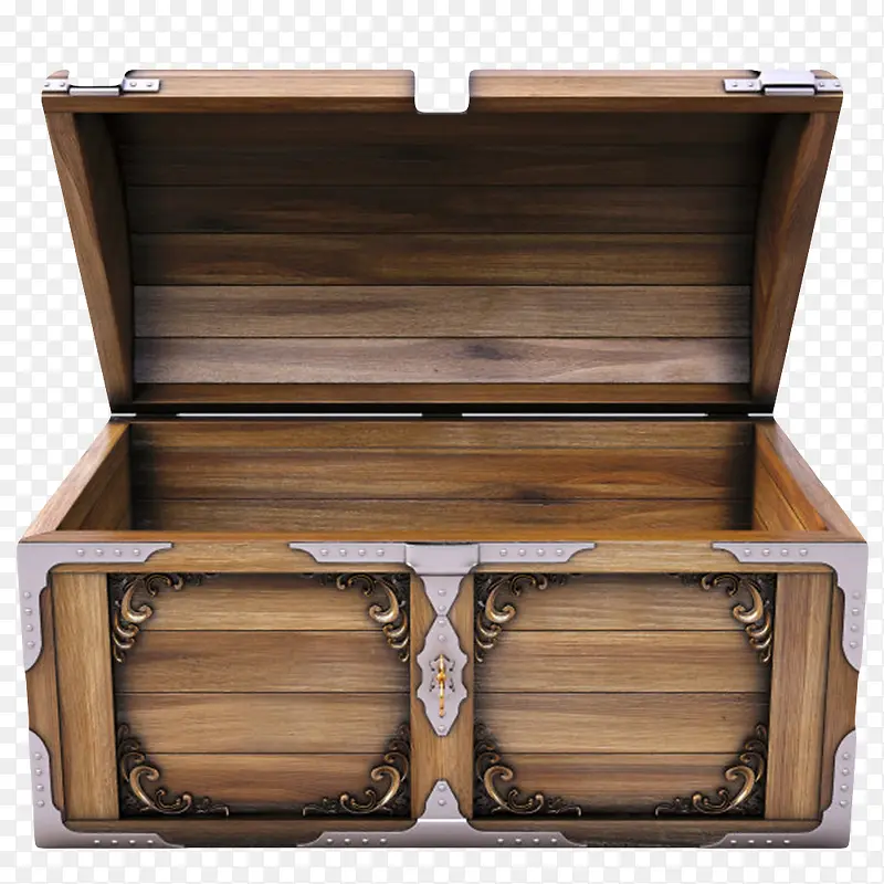 棕色清晰放大的复古木盒实物