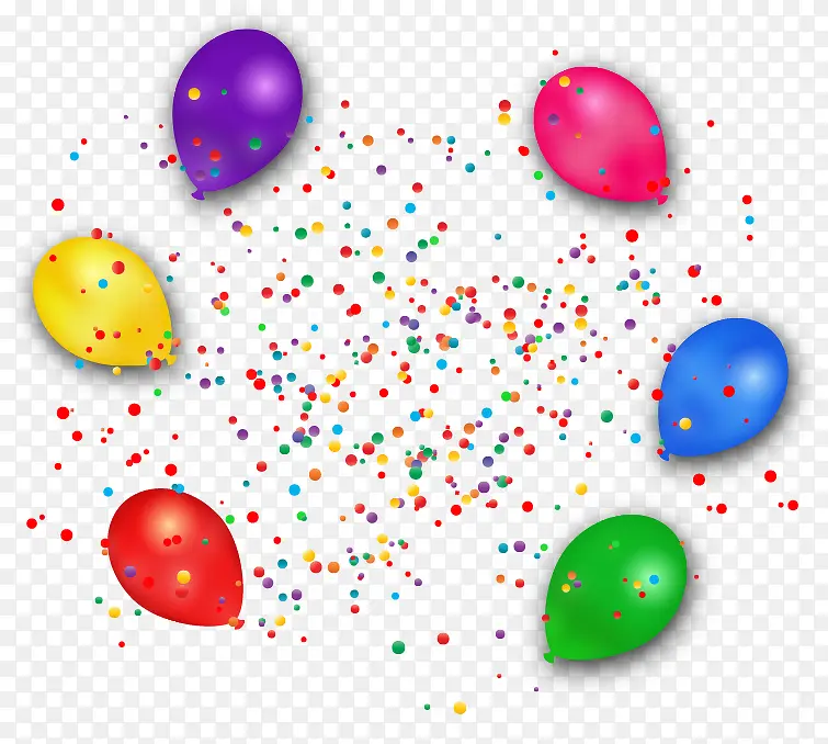 彩色气球和纸屑