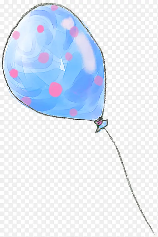 手绘蓝粉色斑点气球