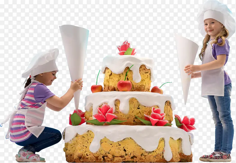 做蛋糕的小女孩
