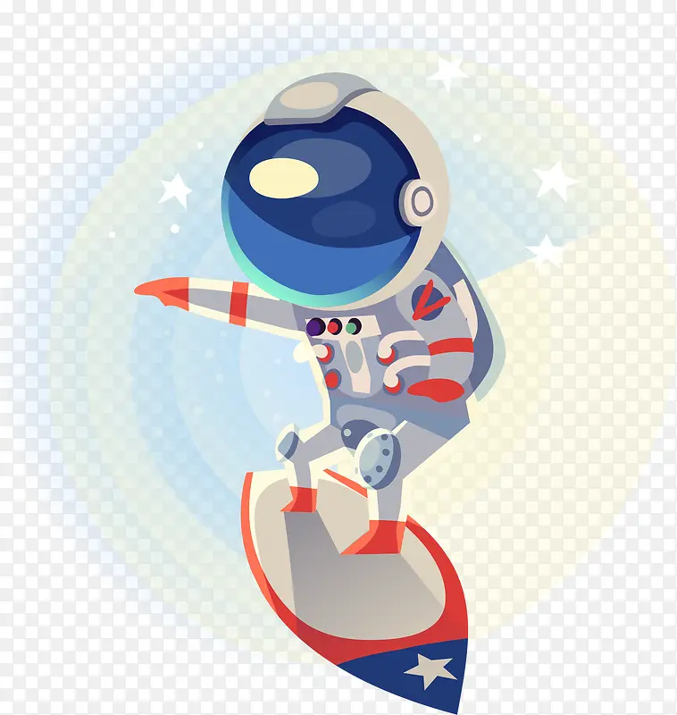 卡通创意玩滑板宇航员人物插画