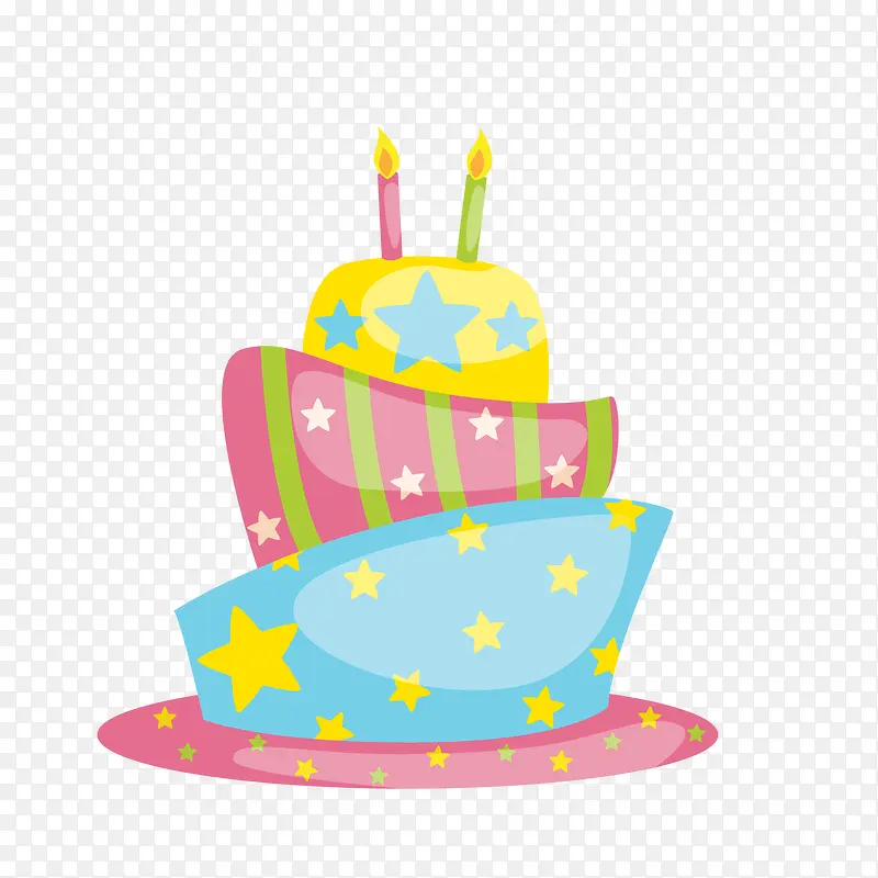 三层生日蛋糕矢量图