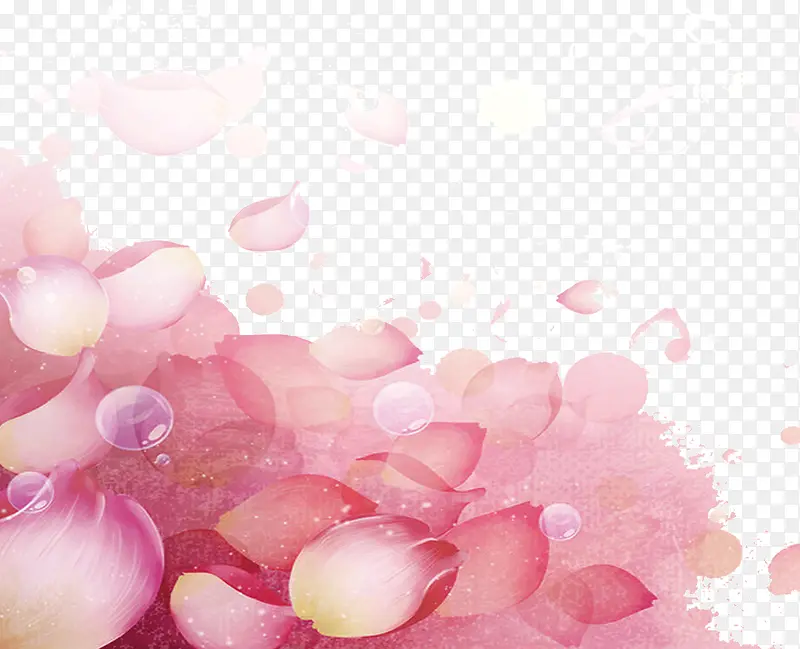 浪漫柔和色彩水彩画花瓣