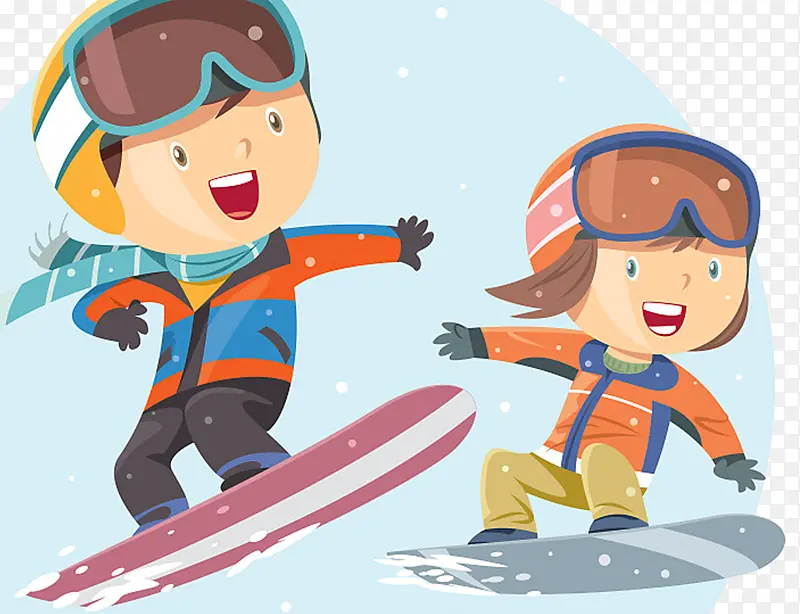 冬季旅游滑雪卡通