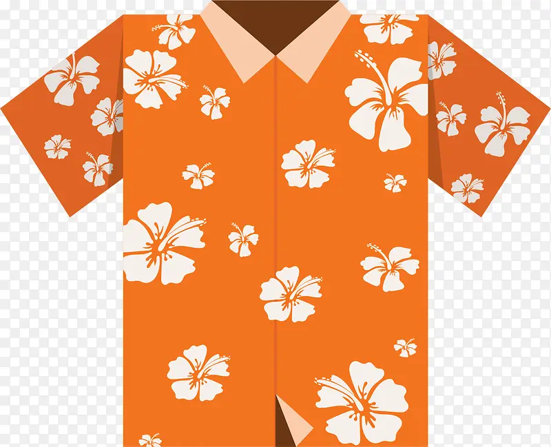 橘色花衬衫矢量夏威夷