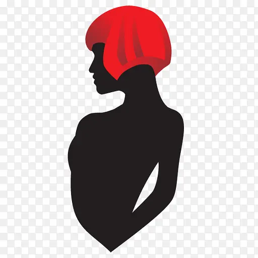 时尚的红发女孩图标