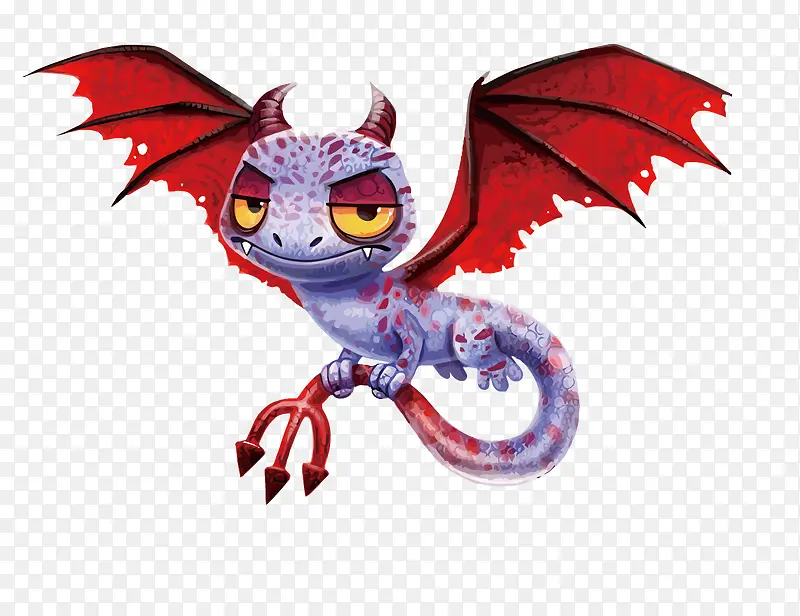 矢量水彩魔幻恶龙