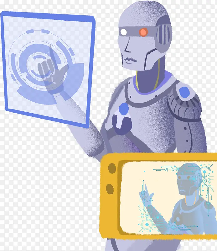 手绘机器人数据信息插画设计