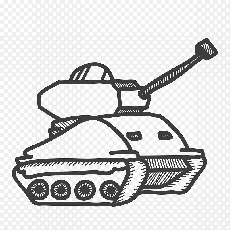 军用坦克车手绘图