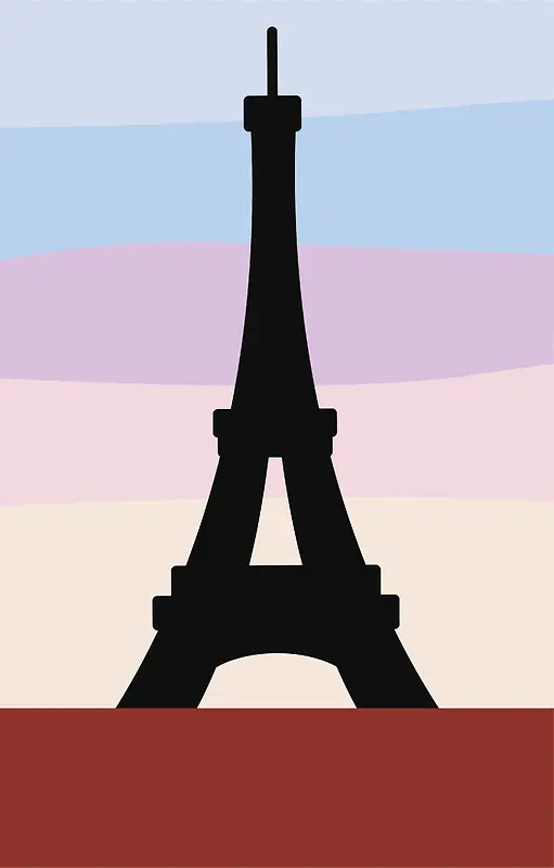 卡通旅游城市邮票巴黎素材