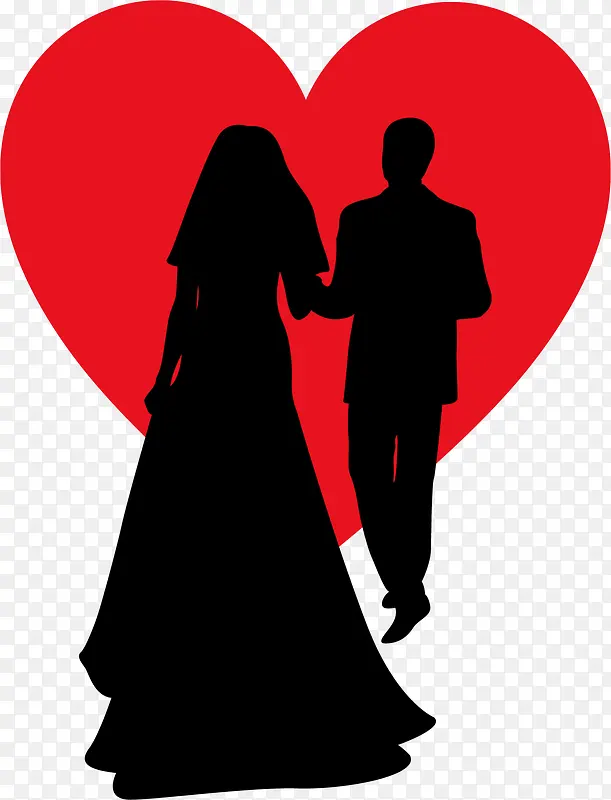 婚礼爱心情侣剪影
