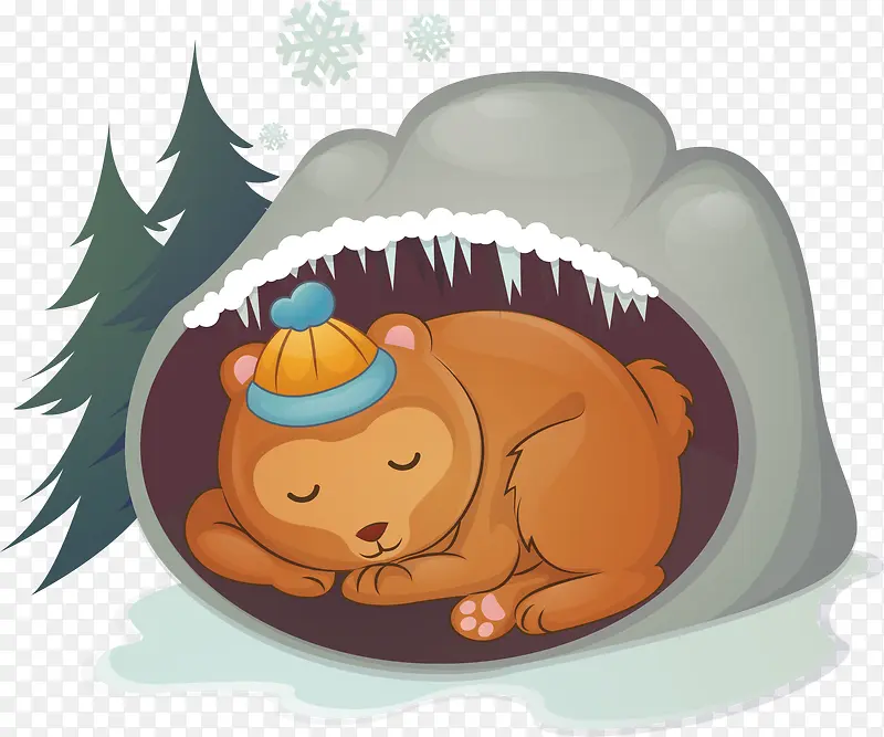 矢量可爱冬眠小熊