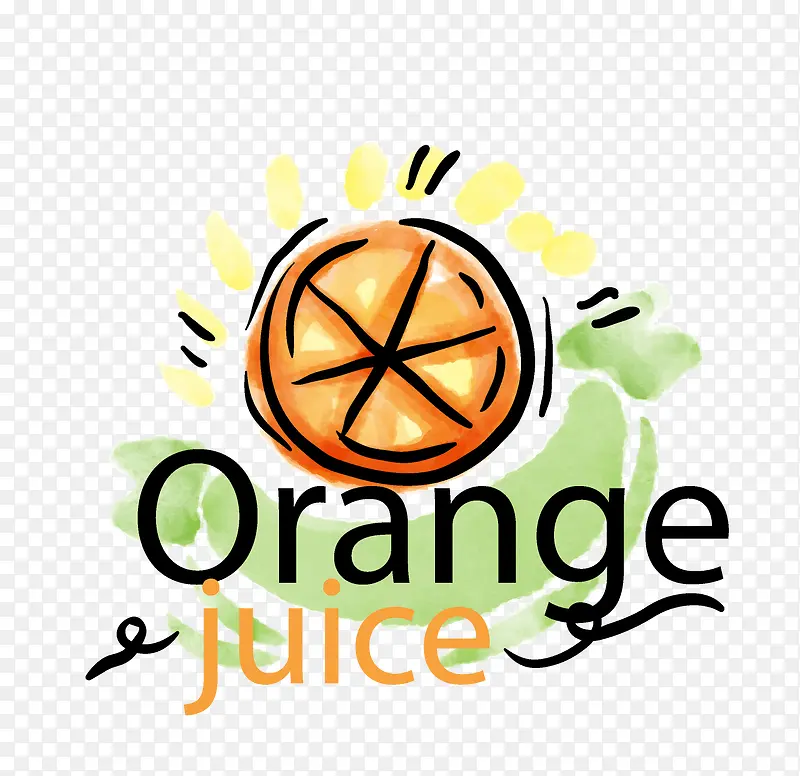 彩绘果汁标志橘子