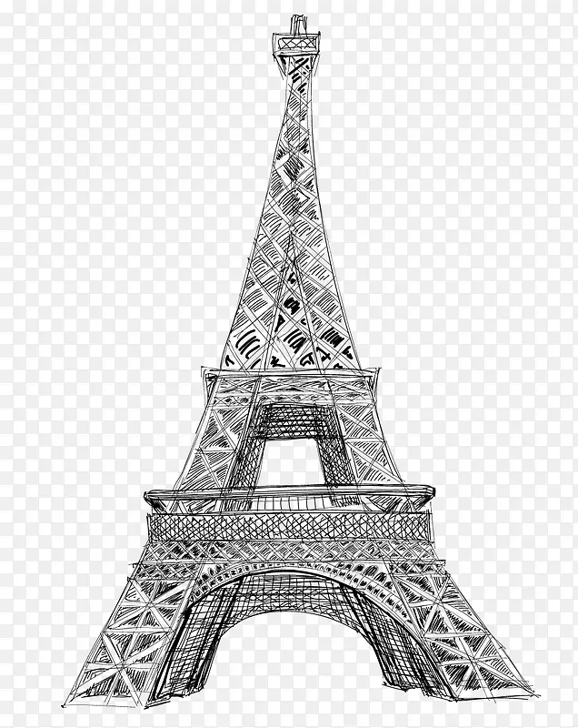 手绘线条法国埃菲尔铁塔