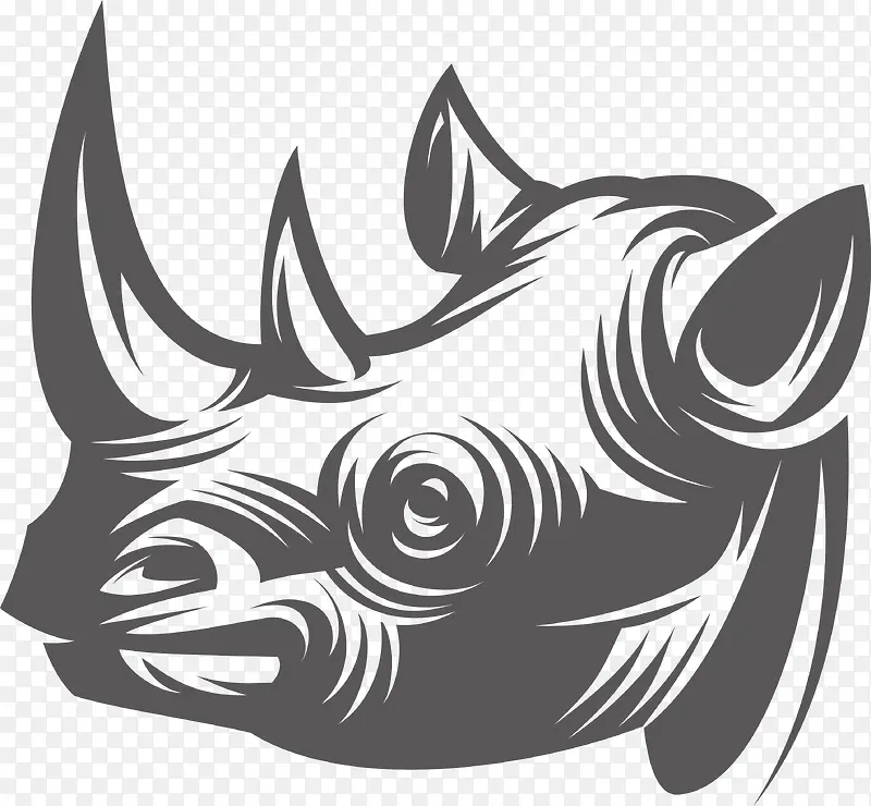 精美复古的犀牛头图标矢量图