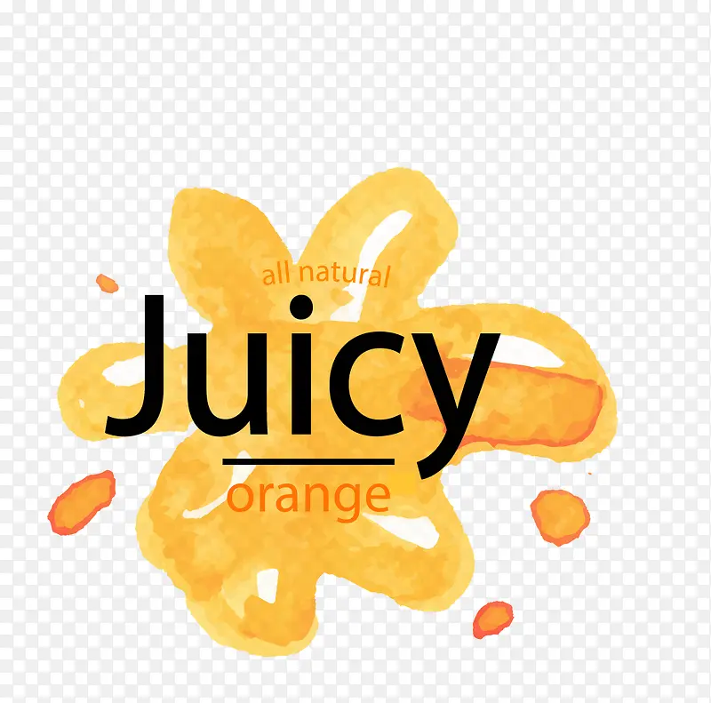 创意果汁标签水彩图