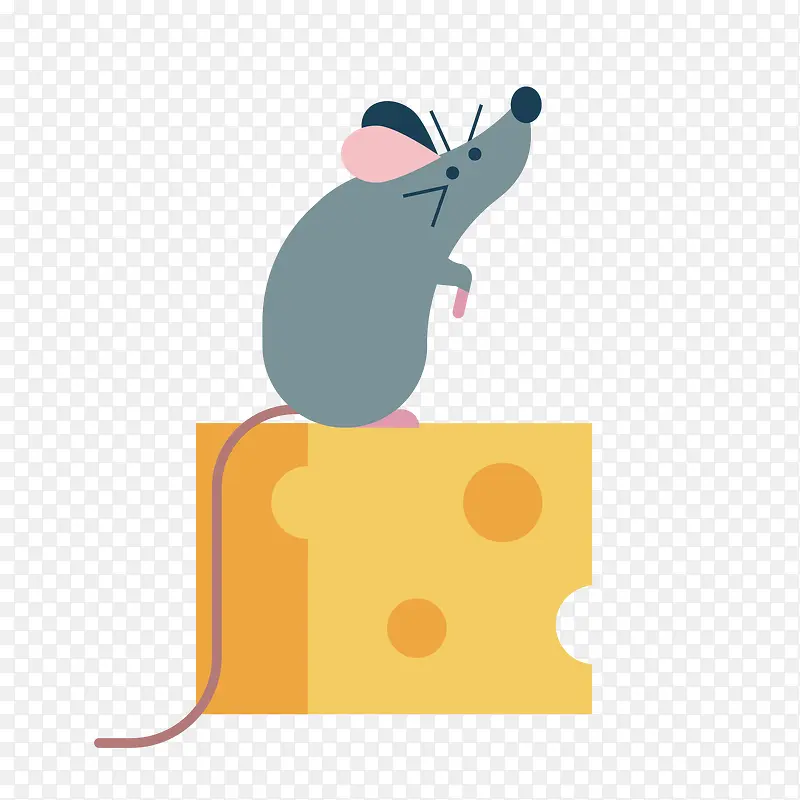 可爱灰色老鼠与奶酪