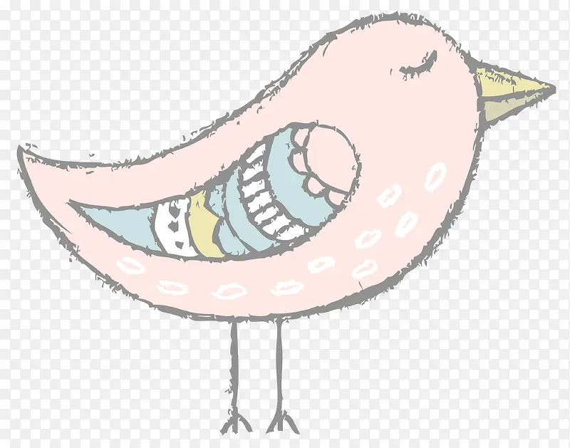 粉红色小鸟手绘图