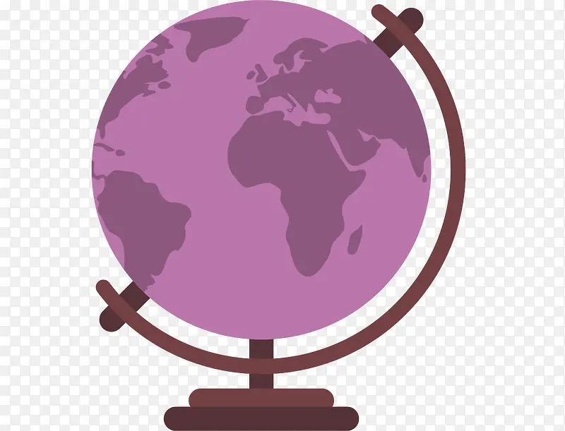 卡通紫色扁平化地球仪