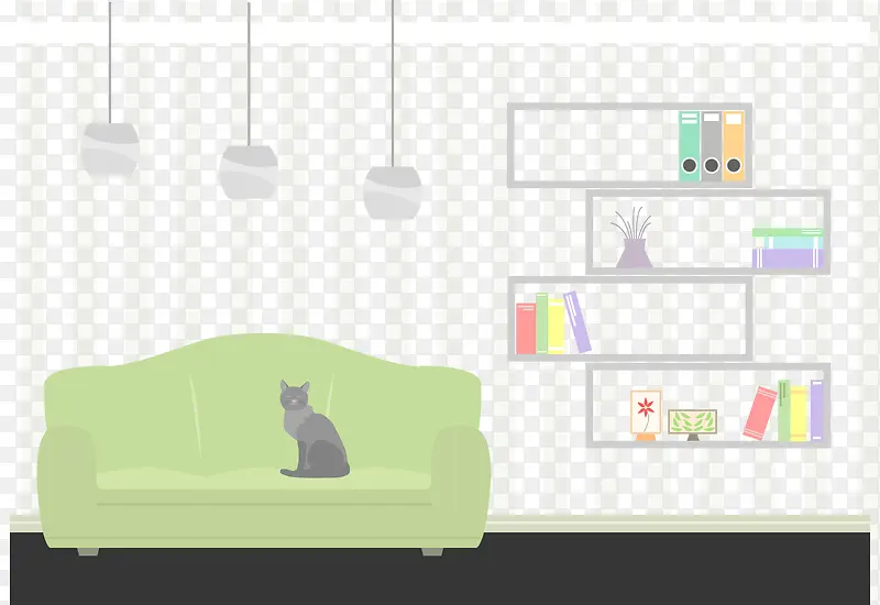 矢量客厅沙发猫