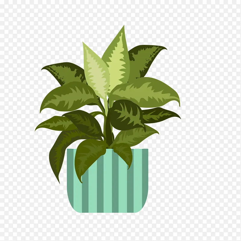 绿色卡通可爱小清新植物盆栽