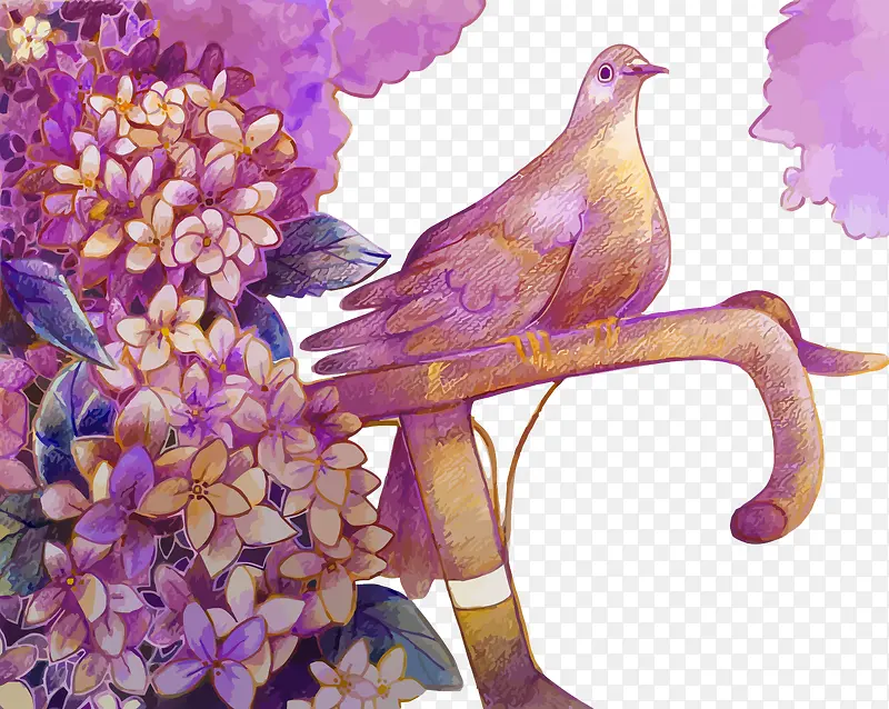 矢量鸟和花